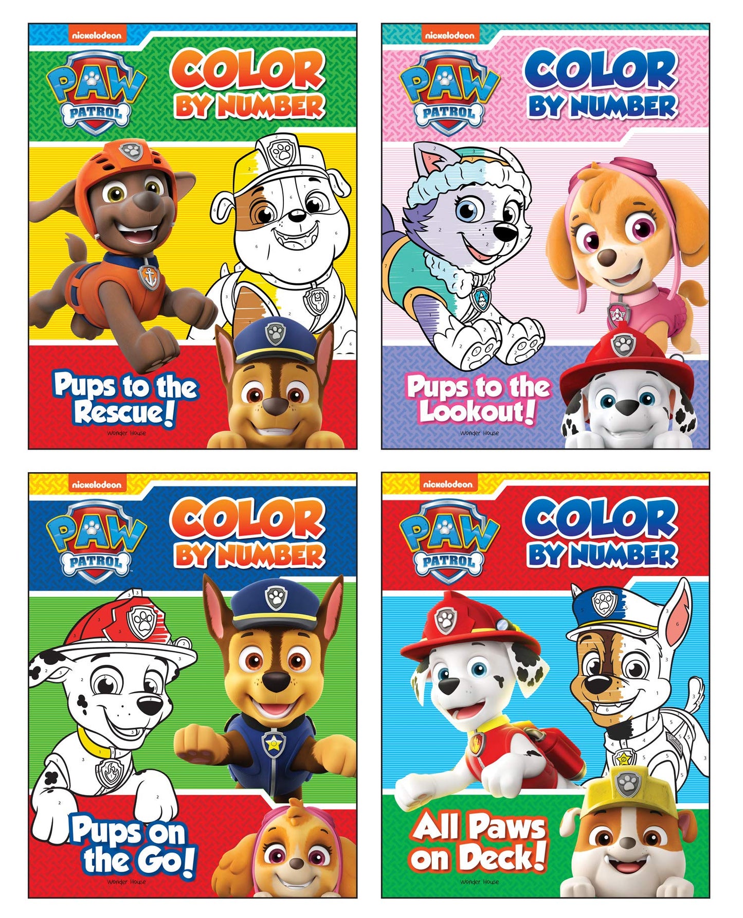 Paw Patrol Color By Number Super Boxset : Pack of 4 Coloring Books For Kids